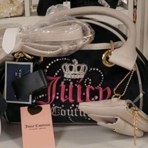 Juicy Couture DREAMY SATCHEL Black and Cream Women's Bag